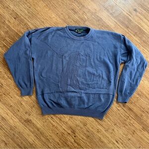 Vintage Mac Divots Blue Textured Knit Sweater with Golfer Design, Sz M